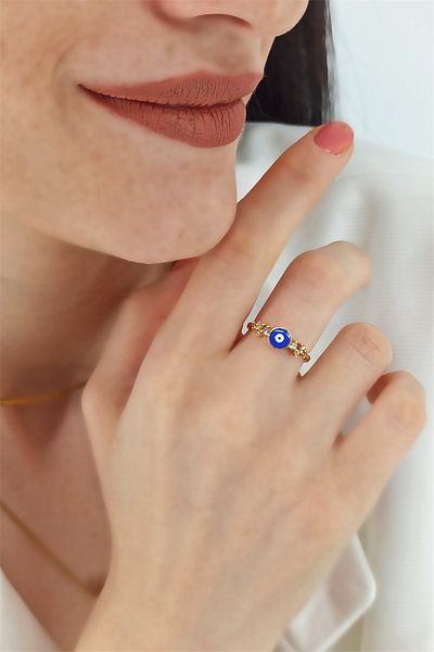 Çlk Accessories قابل للتعديل حافة حجر عين الشر حبة الدائري TrRing1272