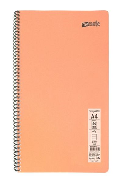Mynote غطاء دفتر ملاحظات حلزوني سلكي من البولي بروبيلين A4 - 4 قطع 60 ورقة مربعة + 3 قطع دفتر ملاحظات مبطن 60 ورقة 7 قطع