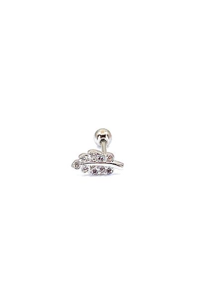 La femme by begum White Jewelled Leaf Silver Silver Piercing,helix,tragus,flat,conch Ball Rotating Silver Piercing