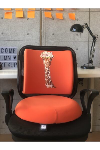 Officeküp Orange Giraffe Visco Waist Pillow and Sitting Cushion Set of 2