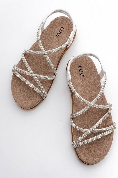 LuviShoes Sandale pentru damă EVER White Stone