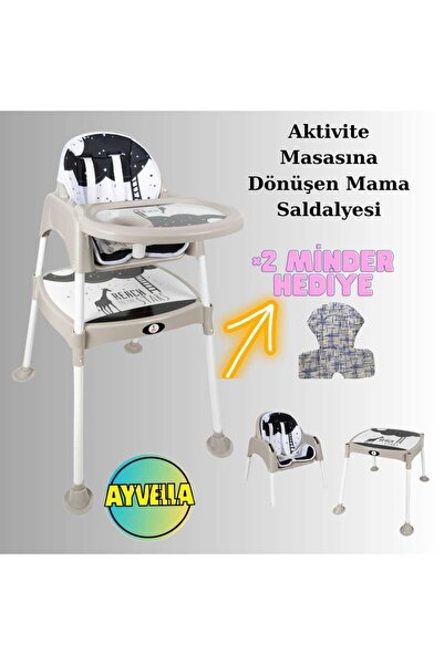 AYVELLA ETKİNLİK MASASI MAMA SANDALYESİ EMNİYET KEMERLİ 2 MİNDER HEDİYELİ AKT...