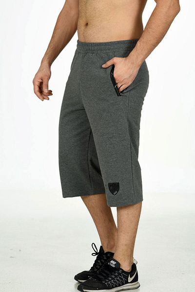 Marco Ferry Anthracite Melange Men's Elastic Waist Pocket Two Thread Cotton Capri EDY201169A