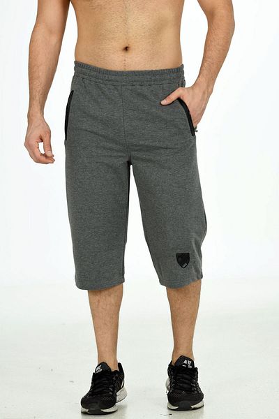 Marco Ferry Anthracite Melange Men's Elastic Waist Pocket Two Thread Cotton Capri EDY201169A