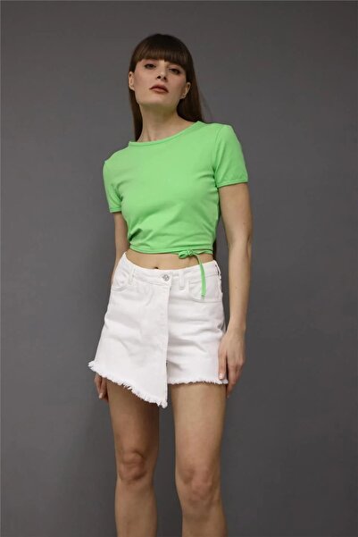 Lefon Жіноча футболка LE з деталями на спині, світло-зелена