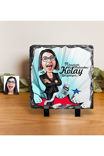 Bk Gift Kişiye Özel Muhasebeci Karikatürlü Dekoratif Doğal Taş - 2