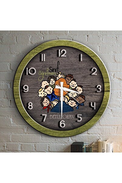 Bk Gift Kişiye Özel Mesleki Sınıf Öğretmeni Ahşap Duvar Saati - 3
