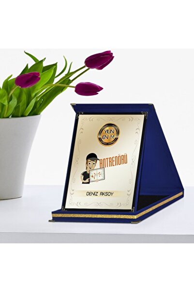 Bk Gift Kişiye Özel Yılın En İyi Antrenörü Lacivert Plaket Ödülü - 1