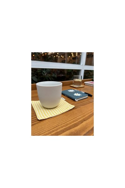 Sumicorn Design Yellow Gingham Soft Fabric Washable Cup Mug Pad