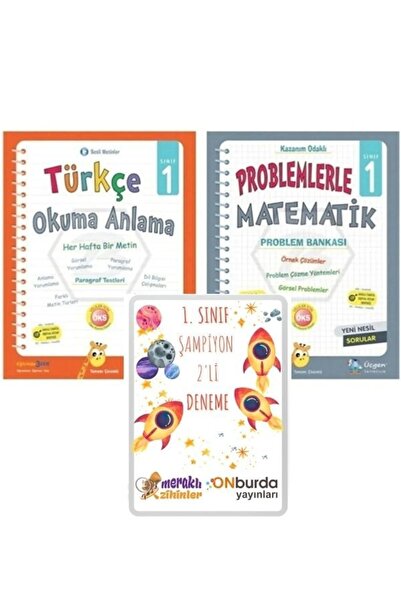 Üçgen Yayıncılık 1.sınıf Türkçe Okuma Anlama + Problemlerle Matematik+ Şampiy...