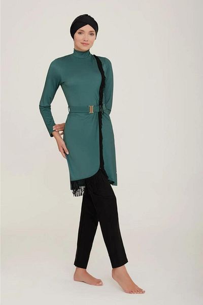 Adasea Charlie 4443 Green ολόσωμο σχέδιο Hijab μαγιό