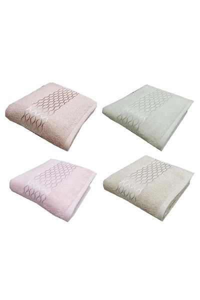 Özdilek 4 Pieces Cotton Hand-face Towels (50x80)-elissa Beige+powder+cream+stone