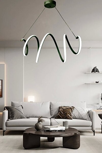 Ledmi Lighting Yay Model Siyah Led Avize, 3 Renk Aydınlatmalı Avize, Modern Salon Avizesi, Yemek Masası Avizesi