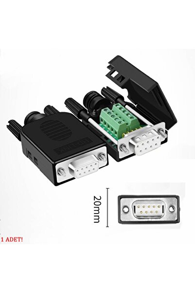 Alkatronik Kutulu DB9 Dişi Konnektör 9 Pin D-Sub Seri Port Terminal Adaptör R...