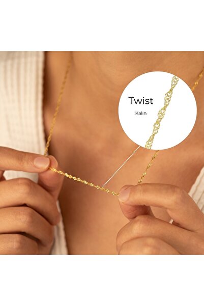 Dkmn Silver Singapur Model 925 Ayar Gümüş Kalın Twist Zincir Kolye