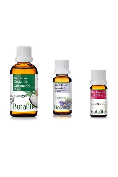 Botalife Lavanta Yağı 20ml , Çay Ağacı Yağı 10ml Ve Hindistan Cevizi Yağı 50m...