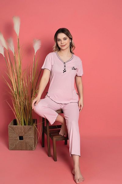 LİLA İÇ GİYİM Set pijama cu mânecă scurtă pentru femei din viscoză