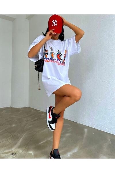 Machetta Μπλουζάκι με λαιμόκοψη μεγάλου μεγέθους Space Jam Space Basket Team με στάμπα