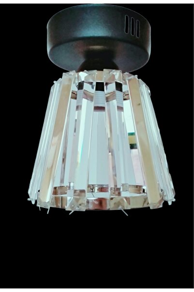 öalpa Plafonyer Tavan Gümüş-Siyah Renkli Kristal Taslı Salon, Mutfak, Koridor, Yatak Odası Avize