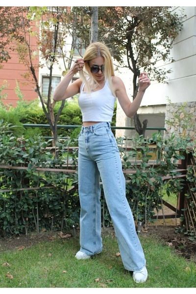 SORTEÈ Pollen Snow Wash Women's Palazzo High Waist Lycra Loose Cut Jeans - Four Seasons Use