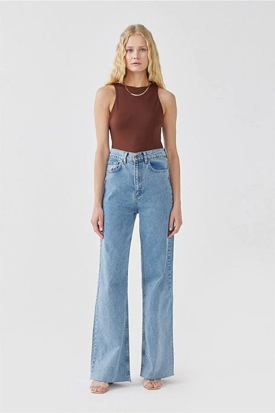 SORTEÈ Pollen Snow Wash Women's Palazzo High Waist Lycra Loose Cut Jeans - Four Seasons Use