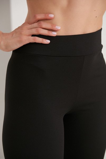 Thin Shop Biker Shorts Black Ribbed Leggings - High Waist Restorer Black Sports Shorts Leggings - Firming Leggings
