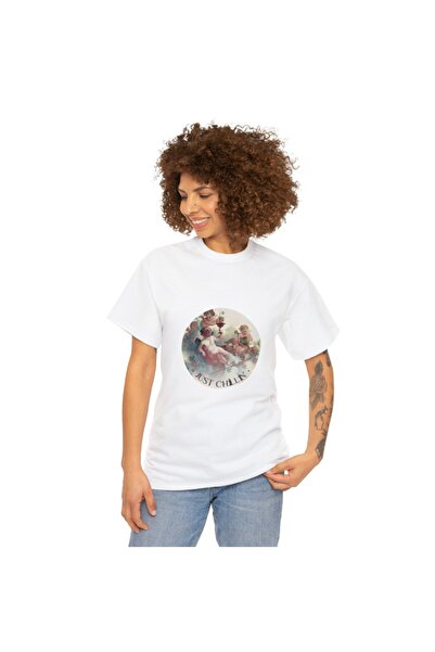 Siyah Just Chıllın Vıntage Baskılı Kadın Basic Bisiklet Yaka Oversize Kısa Kollu T-shirt