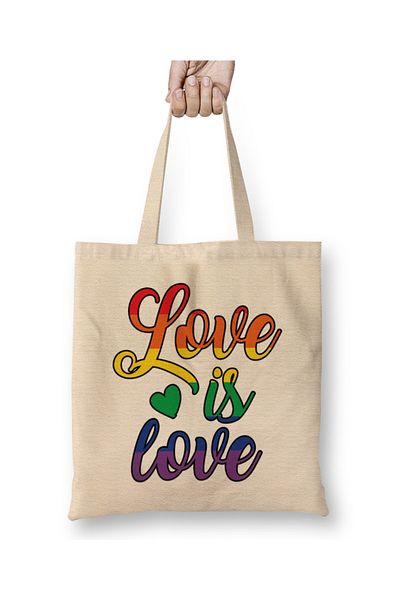 Baskı Dükkanı Geantă din pânză LGBT cu mâner lung Love Is Love