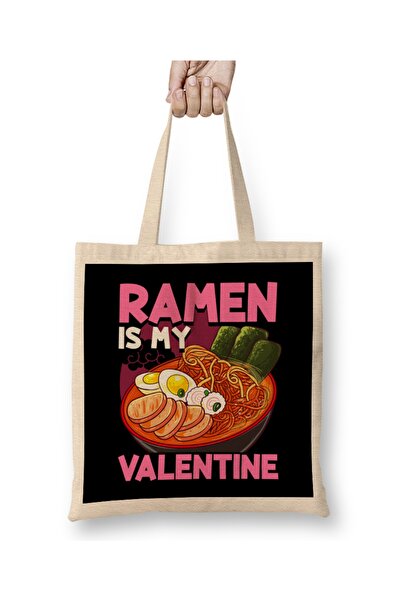 Baskı Dükkanı Smešni ramen je moj Valentin Slatka anime kawaii tkanina Torba ...