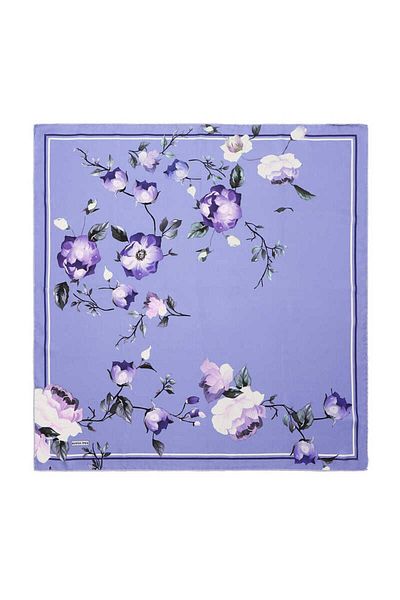 Bursa İpek Λιλά Floral Twill Μεταξωτό Φουλάρι