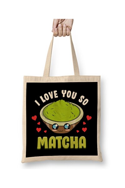 Baskı Dükkanı Slatka i divna torba sa natpisom "Volim te" i "Matcha" Torba du...