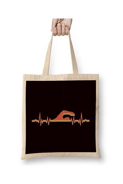 Baskı Dükkanı Heartbeat Swimmer Swim Swimming Pool Indoor Coach Athlete υφασμ...