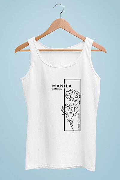 Raf Coll Kadın Askılı T-shirt Minimal Dijital Baskılı %100 Pamuk