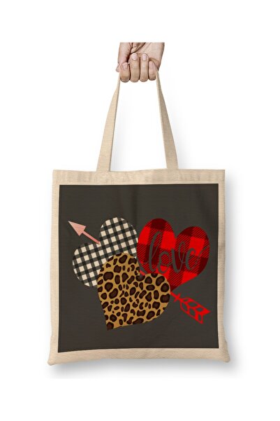 Baskı Dükkanı Valentine Three Hearts Leopard Buffalo Plaid Valentine's day Gi...