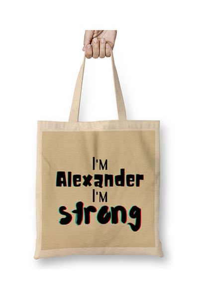 Baskı Dükkanı Nume Alexander Design personalizat Cadou Baby-Cadou pentru el Geantă din pânză cu mâner lung