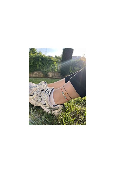 BY DİLEK ÇETİN ACCESSORY Red and black letter S with evil eye rope anklet