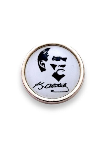 YÖRÜK TASARIM Atatürk Imza (yan Silüet) Damla Mineli Yaka Rozeti
