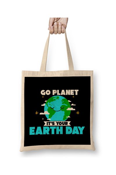 Baskı Dükkanı Cute Go Planet It's Your Earth Day Funny Pun υφασμάτινη τσάντα με μακριά λαβή