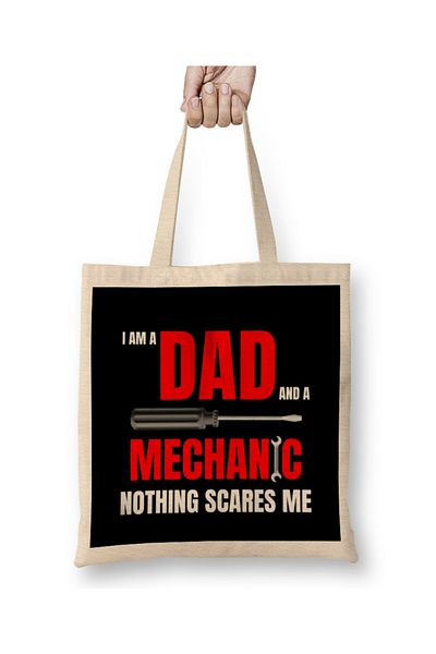 Baskı Dükkanı I Am A Dad And A Mechanic Nothing Scare 01 υφασμάτινη τσάντα με μακριά λαβή