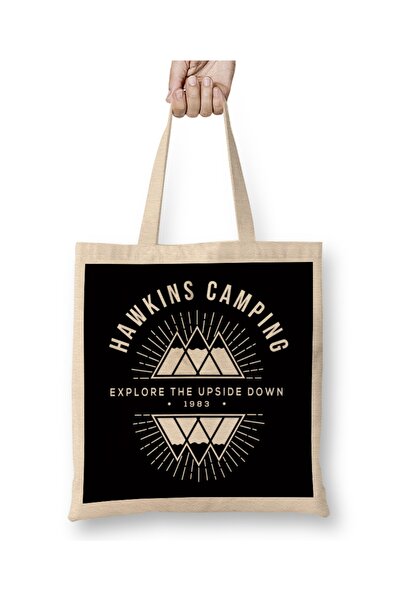 Baskı Dükkanı Hawkins Kamp Pregledaj Stranger Things Tkanina Torba Duga Sa ru...