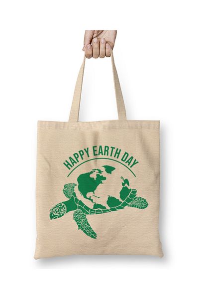 Baskı Dükkanı Happy Earth Day υφασμάτινη τσάντα με μακριά λαβή