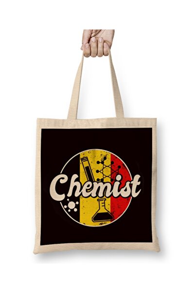 Baskı Dükkanı الكيميائي الألماني العلم الكيمياء عالم الصيدلة مختبر التكنولوجيا حقيبة ملابس مقبض طويل