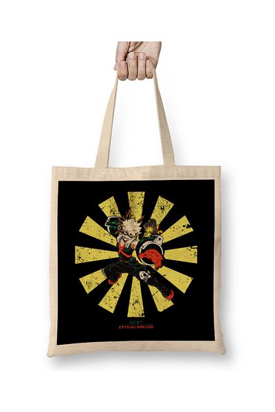 Baskı Dükkanı Katsuki Bakugo Retro Japanese My Hero Academia υφασμάτινη τσάντα με μακριά λαβή
