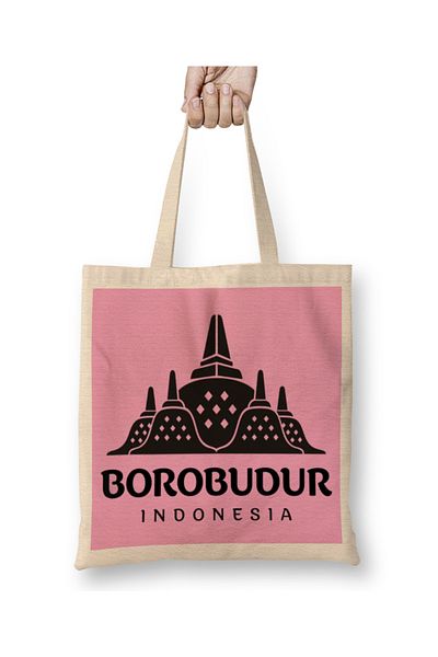 Baskı Dükkanı Borobudur Mahayana Buddhist Temple Java υφασμάτινη τσάντα με μακριά λαβή
