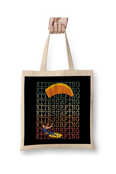 Baskı Dükkanı Kitesurfing Retro Kitesurfing υφασμάτινη τσάντα με μακριά λαβή