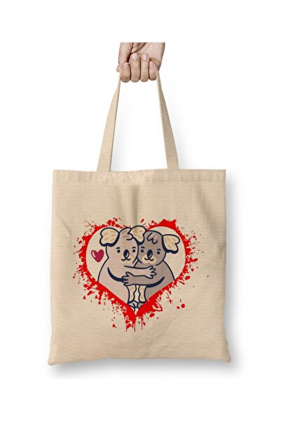Baskı Dükkanı Kawaii slatka koala sa srcem 01 tkanina Torba duga Sa ručkom