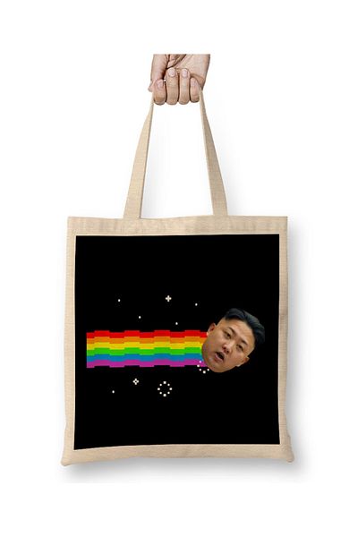 Baskı Dükkanı Υφασμάτινη τσάντα Kim Jong Un Nyan Cat με μακριά λαβή