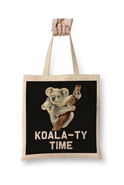 Baskı Dükkanı Koala Ty Time Slatka i Zabavna Koala Rečna Igra Tkanina Torba D...