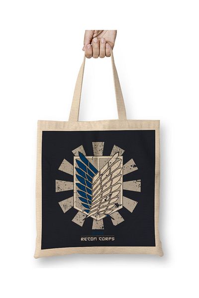 Baskı Dükkanı Recon Corps Retro Japanese Attack On Titan υφασμάτινη τσάντα με μακριά λαβή