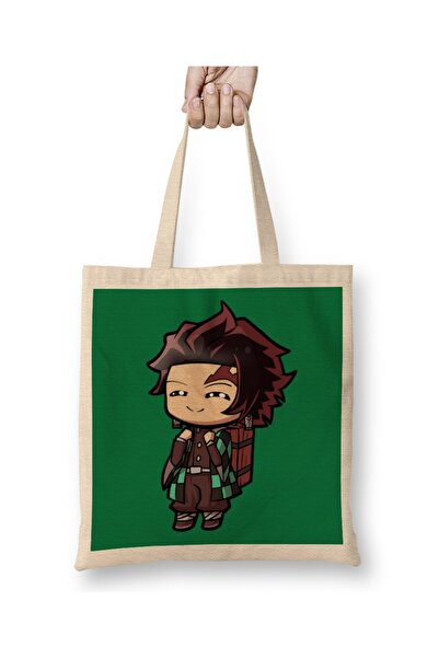 Baskı Dükkanı Chibi Tanjiro Demon Slayer tkanina Torba duga Sa ručkom